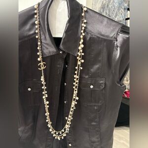 CHANEL Necklace - Multi Strand, Leather, pearls &filigree style flair - CLASSIC